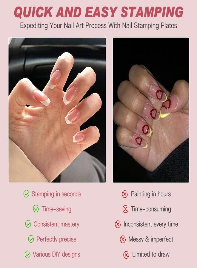 Biutee Nail Stamping Plates 2Pcs French Tip Stamp Plate 110 Patterns Nail Stamping Kit With Silicone Stamper Scraper Large Lace Line Flower Nail Art Stamping Template Christmas Holiday Gift for Women - Image 5